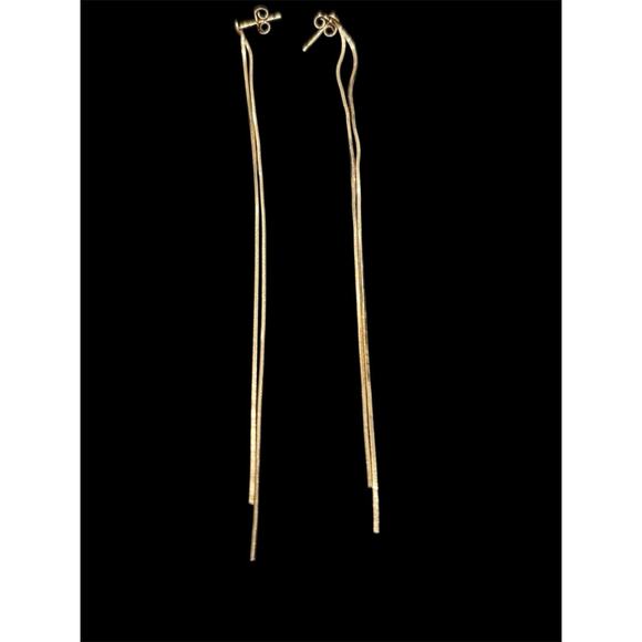 Mia Fiore Dyadema Sterling Silver Gold Vermeil Double Tassel 5” Drop Earrings - Picture 1 of 3